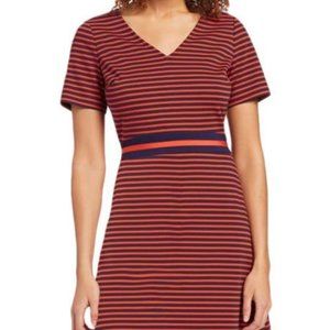 Draper James Stripe Ponte Knit A-Line Dress in Navy and Red - Size Large